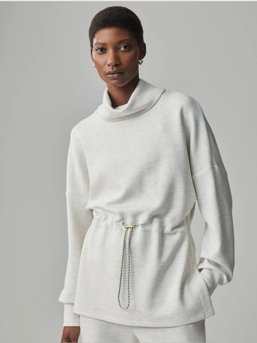 Varley Freya DoubleSoft Turtleneck Cinch Waist Sweatshirt Size S